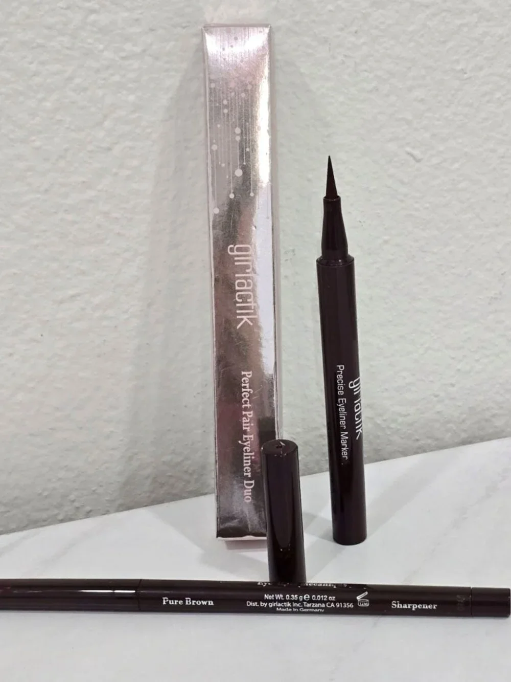 Girlactik ✦ Perfect Pair Eyeliner Duo ✦ Pure Brown Marker & Sharpener Set NWT